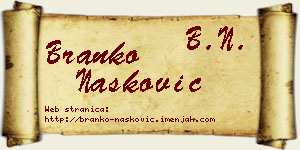 Branko Nasković vizit kartica